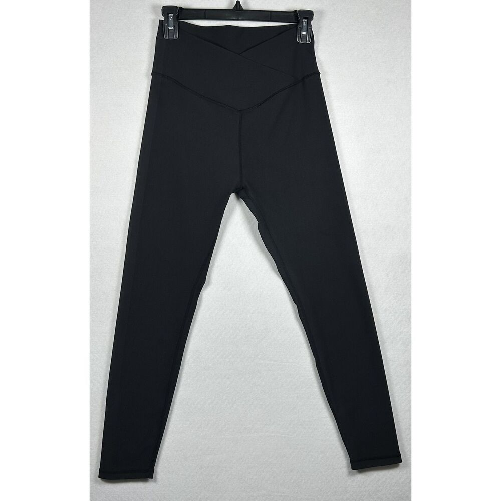 WILO The Label Black Ribbed Crossover V-Waist High-Rise Leggings - Size L
